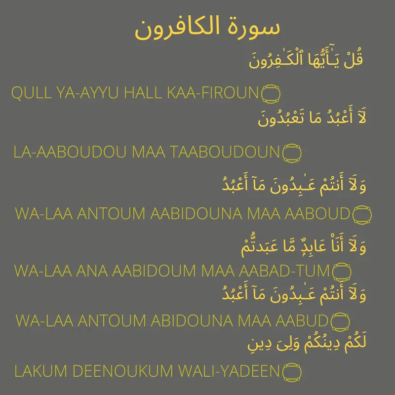 Surah Al Kafirun Rumi Quran Rumi