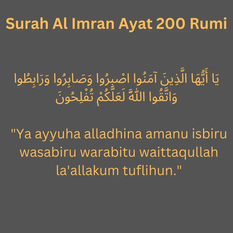 Surah Al Imran Ayat 200 Rumi