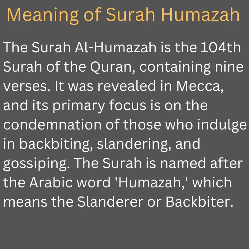 Meaning of Surah Humazah