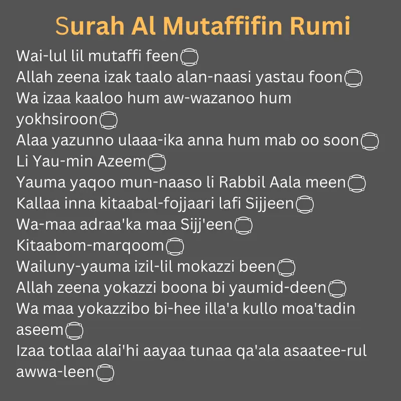 Surah Al Mutaffifin Rumi