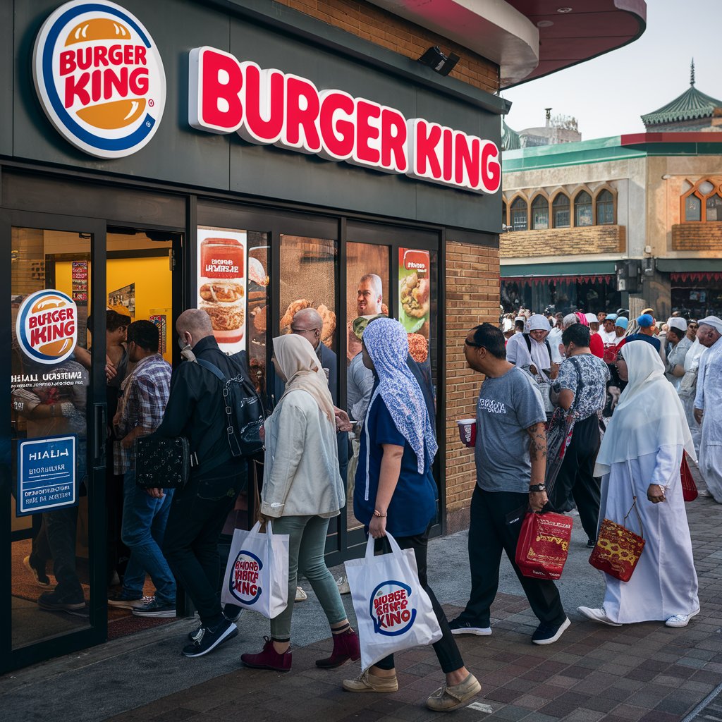 Muslim customers dining at Burger King