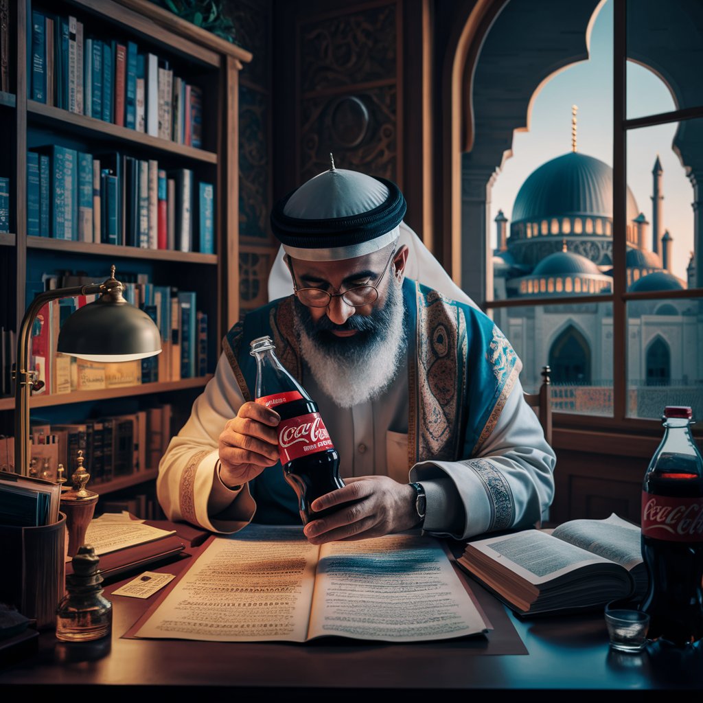 Muslim scholar studying Coca-Cola ingredients